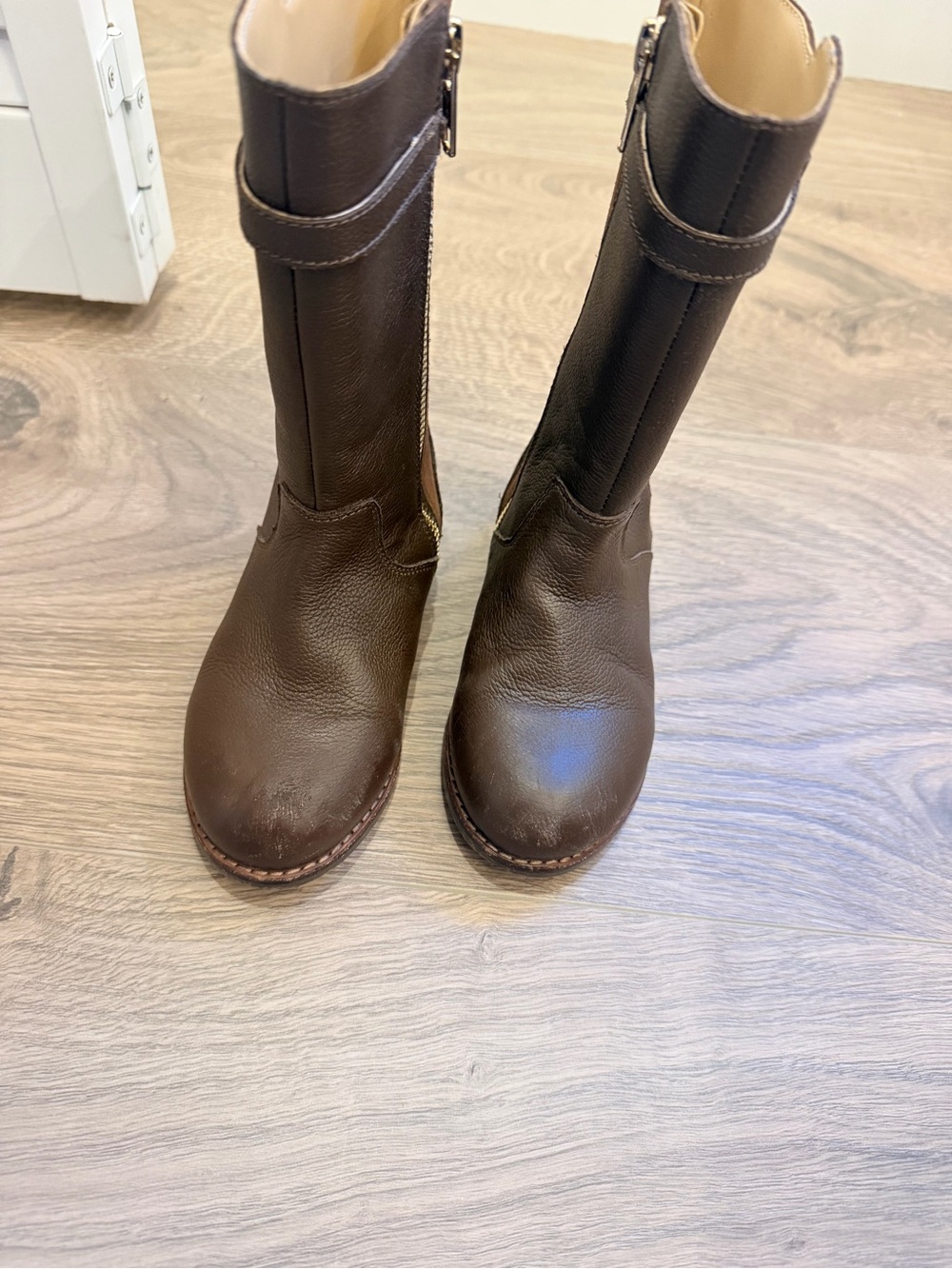 Toddlers girl Brown Leather Knee-High Boots
